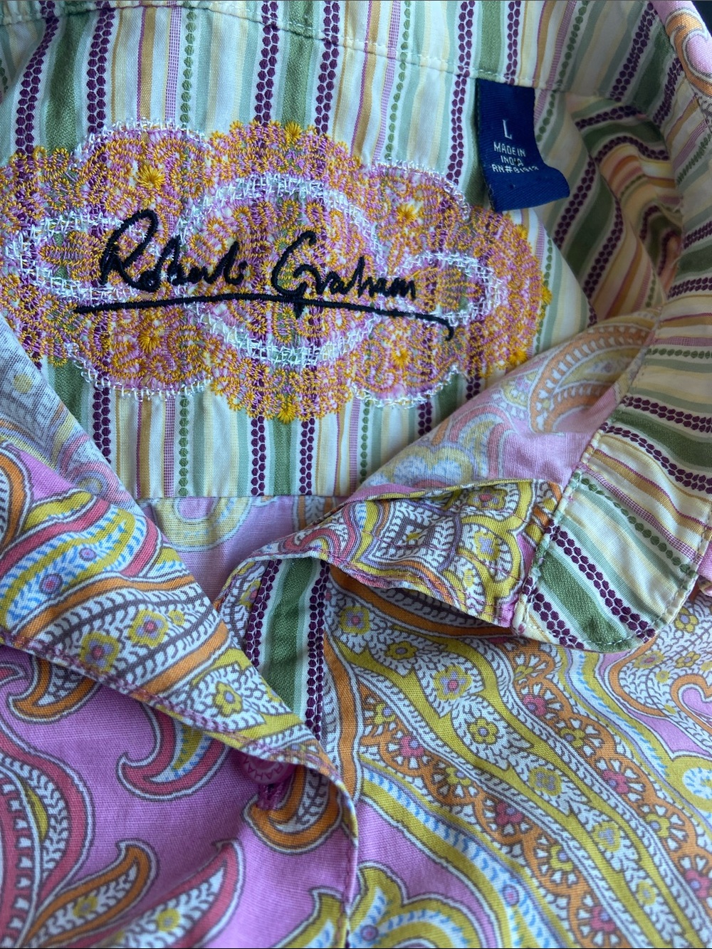 Robert Graham Pink Yellow Paisley Button-Up Shirt